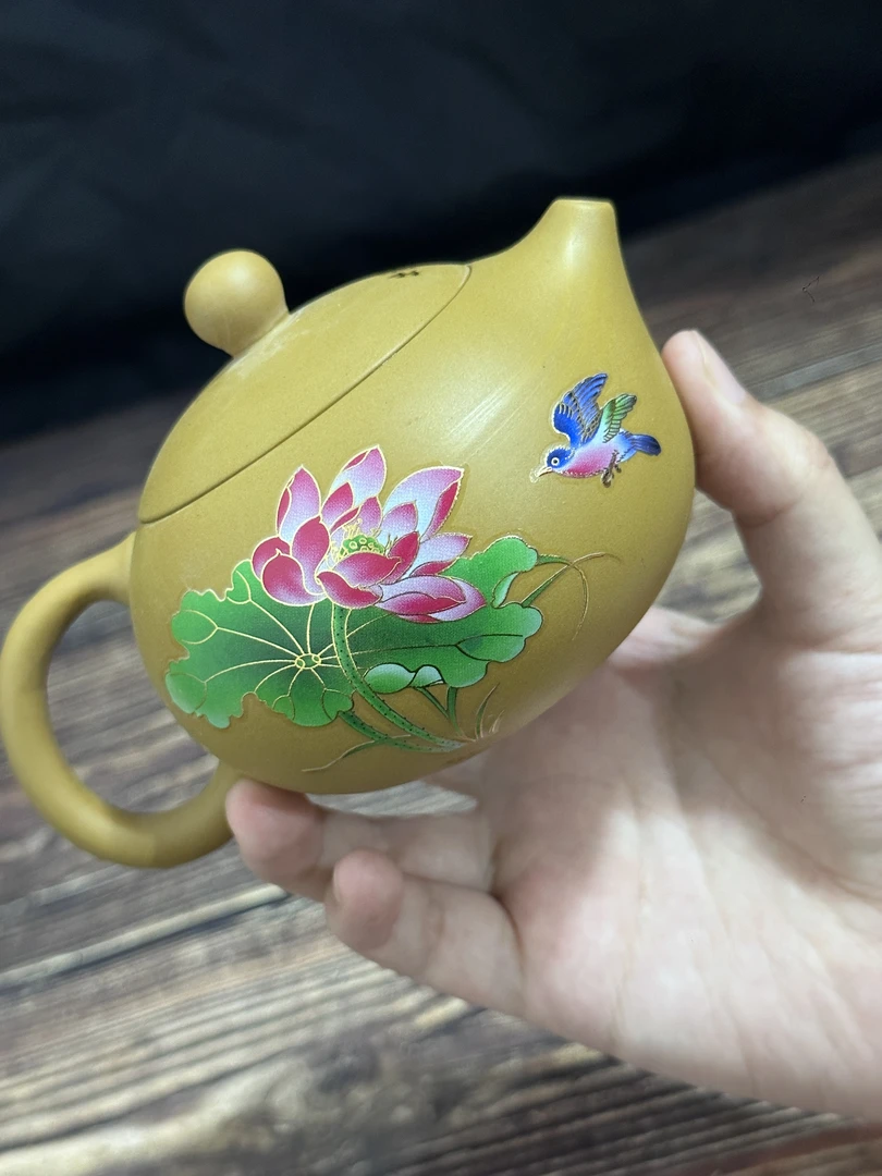 小西施段泥黄段紫砂壶荷花茶壶茶杯遇热变色可凤鸣断水送礼送长辈