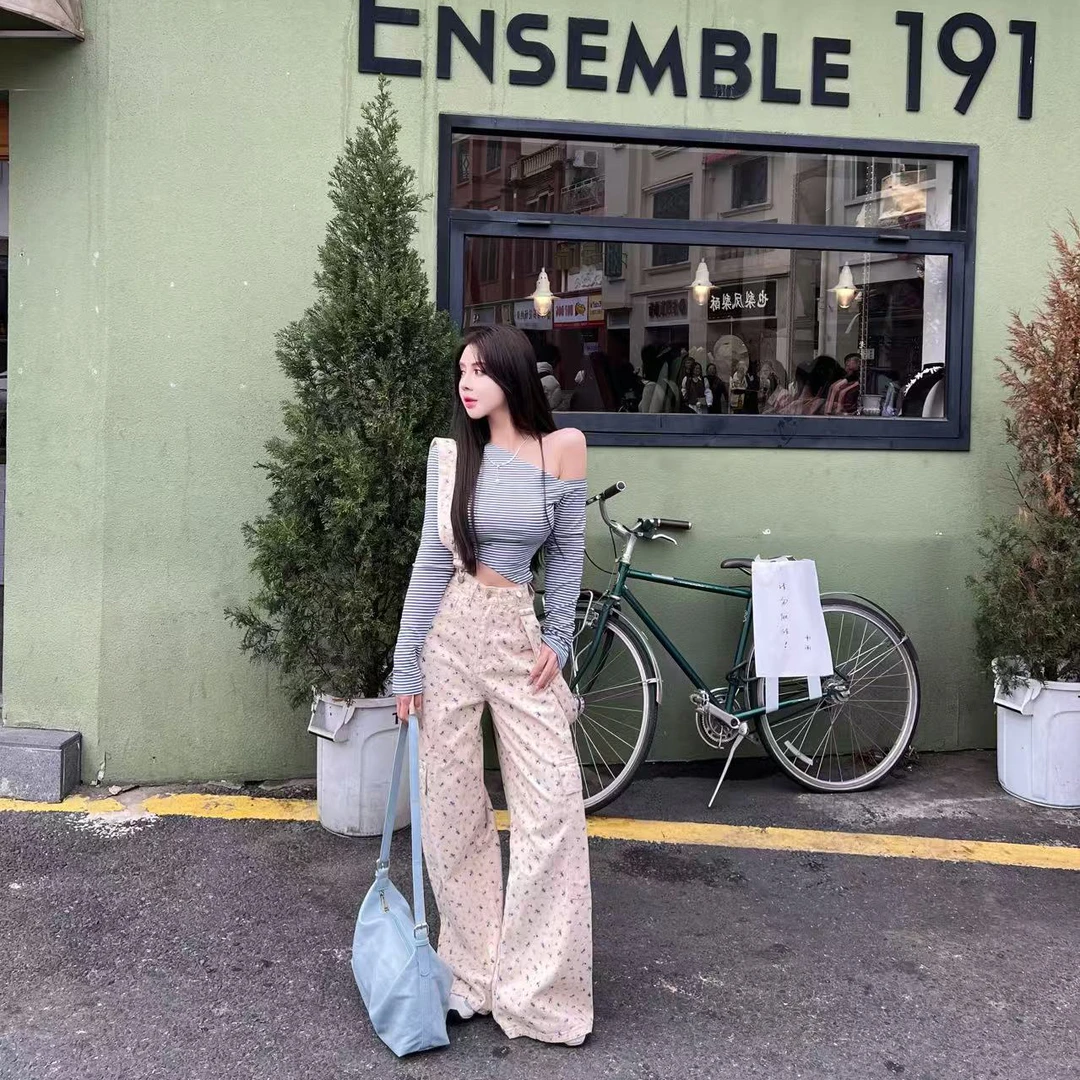 DACPAN-“条纹法则”斜肩条纹性感修身上衣2025/盼·PP 89615