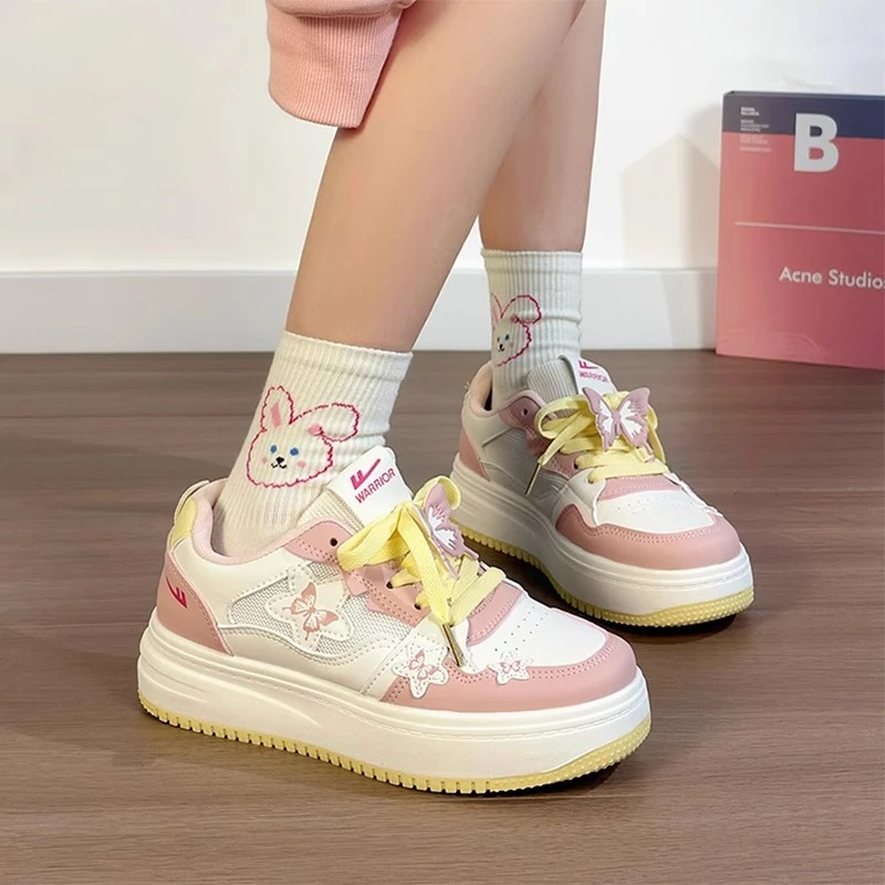 回力小白鞋女爆改可爱蝴蝶休闲板鞋女厚底增高配裙子原创学生百搭