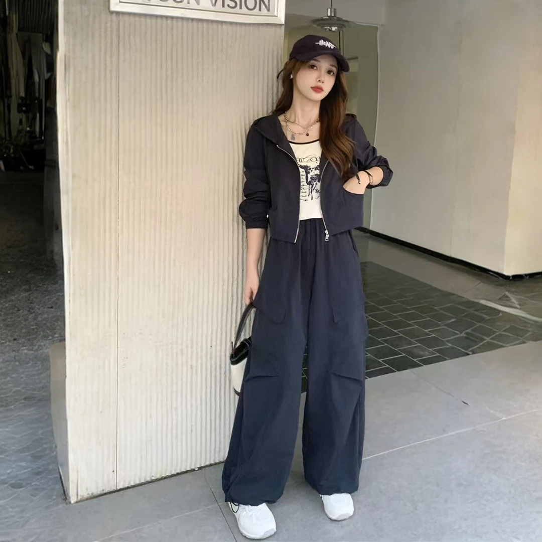 工装套装女2025秋季新款连帽百搭时尚洋气减龄显瘦百搭气质三件套