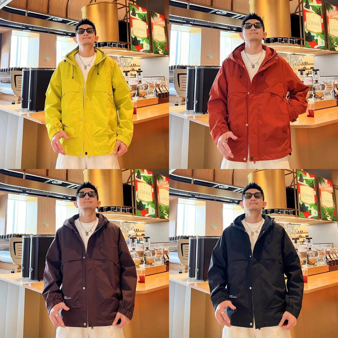 酷帅时尚微阔版型个性化大口袋新颖大气梭织冲锋衣户外连帽夹克