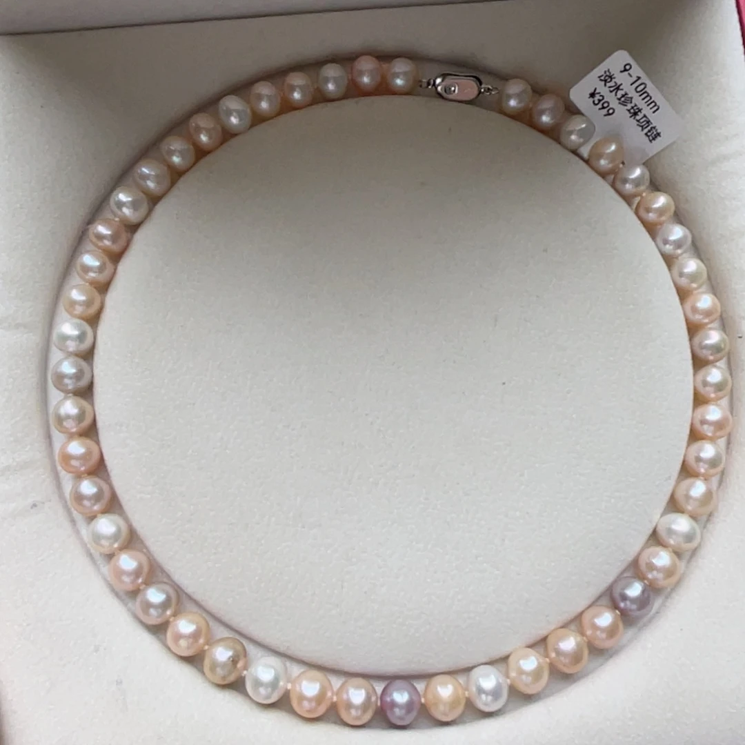 淡水珍珠银S925镶嵌颈饰9-10mm