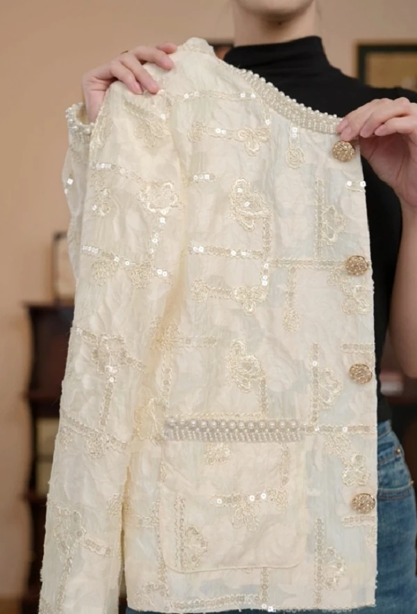 【MR】2025新款春季新中式国风刺绣高级优雅气质小香风外套