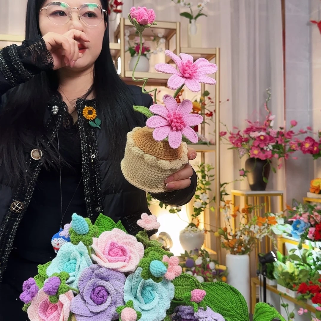 纯手工钩织钩织盆栽