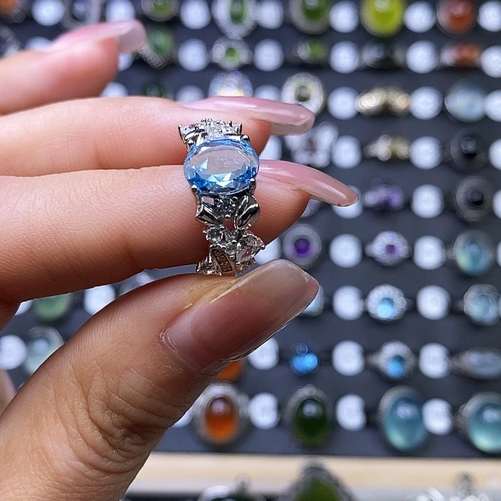 托帕石戒指银S925镶嵌偷***你