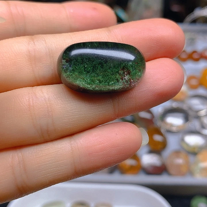 天然幽灵素边双耳银S925镶嵌水晶仙*