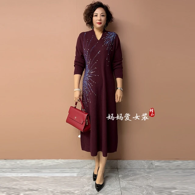 妈妈婚宴礼服旗袍裙2025秋冬新款喜婆婆婚宴装高贵优雅烫钻洋装