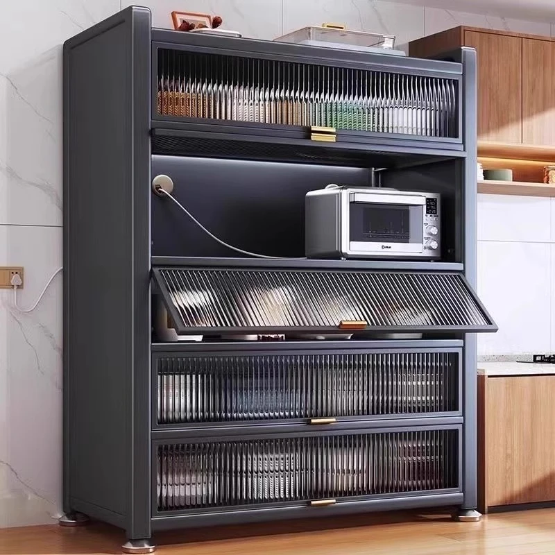 【超便宜】厨房置物架落地多层收纳柜家用防尘橱柜储物柜厨房收纳柜