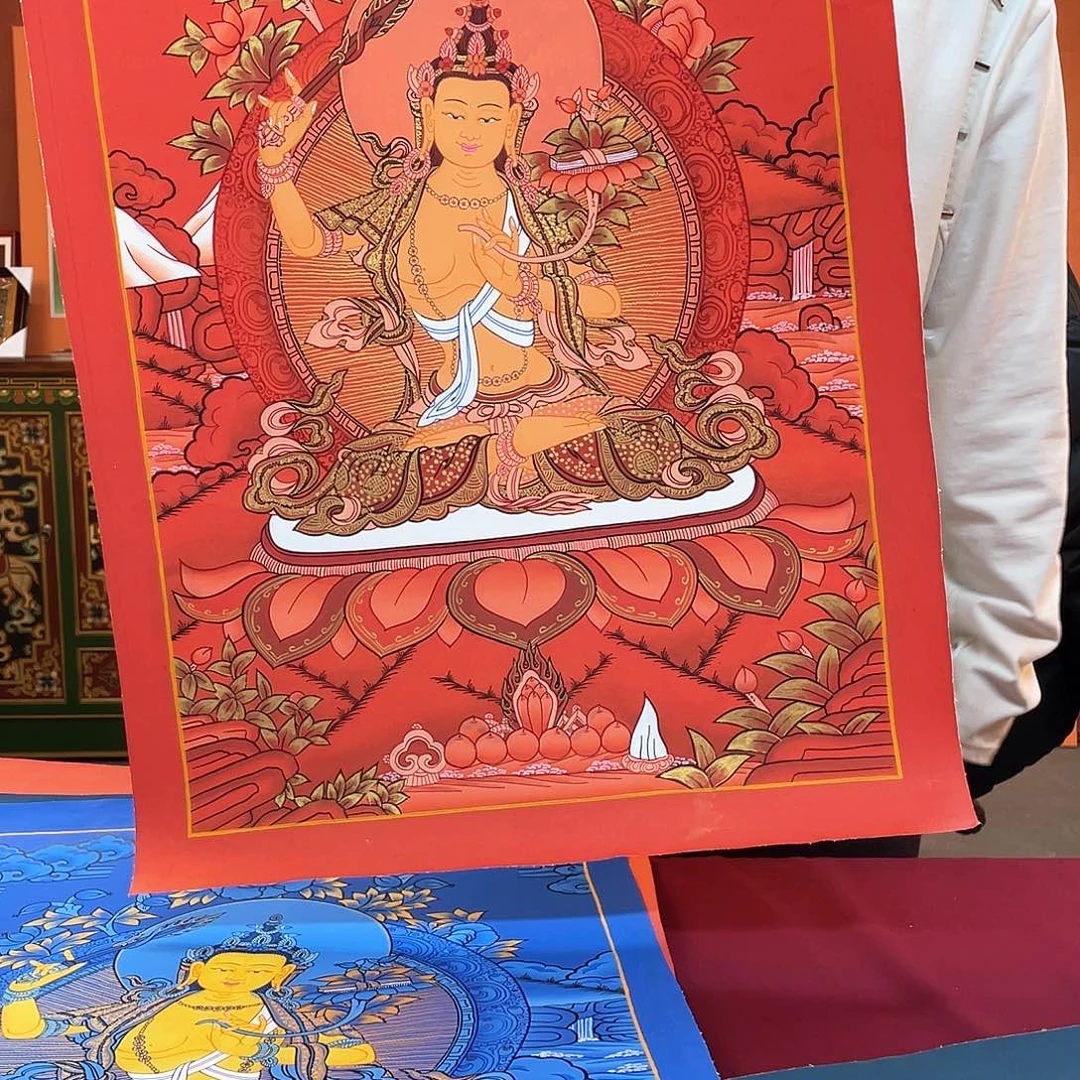 卷轴画40×60文殊纯手绘