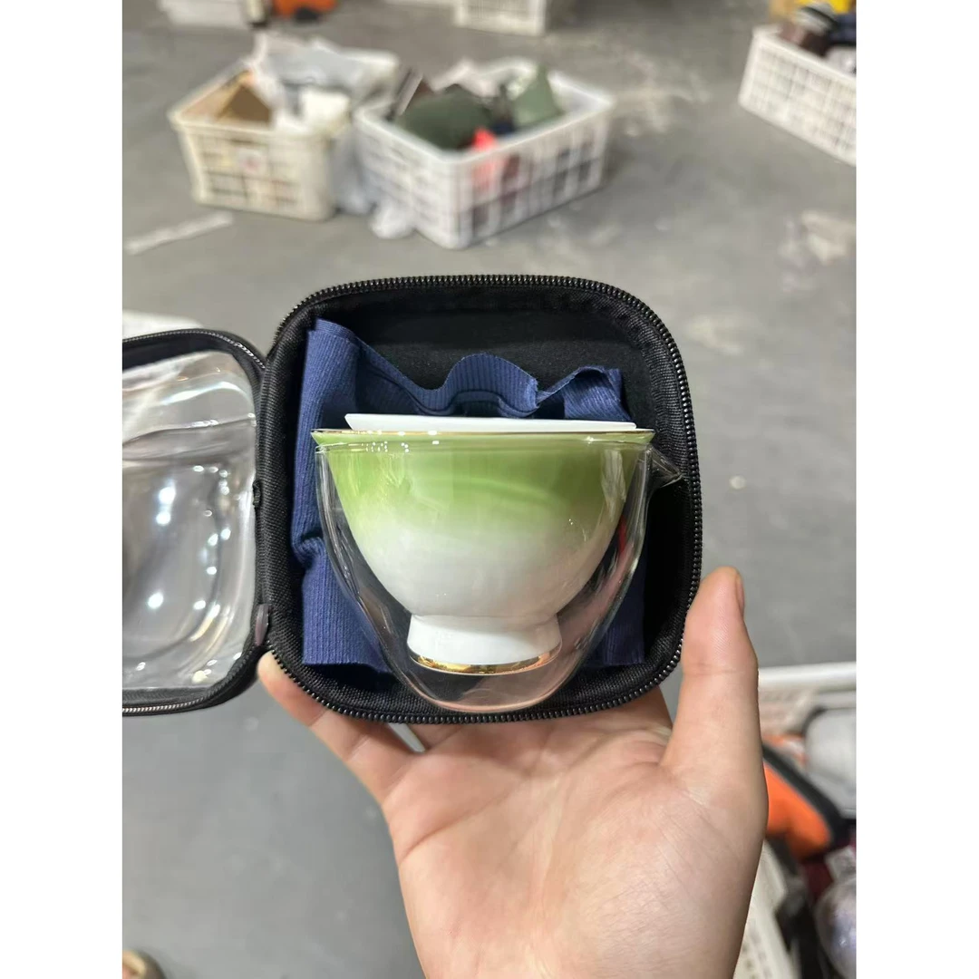 LX751渐变绿色户外便携式旅行茶具