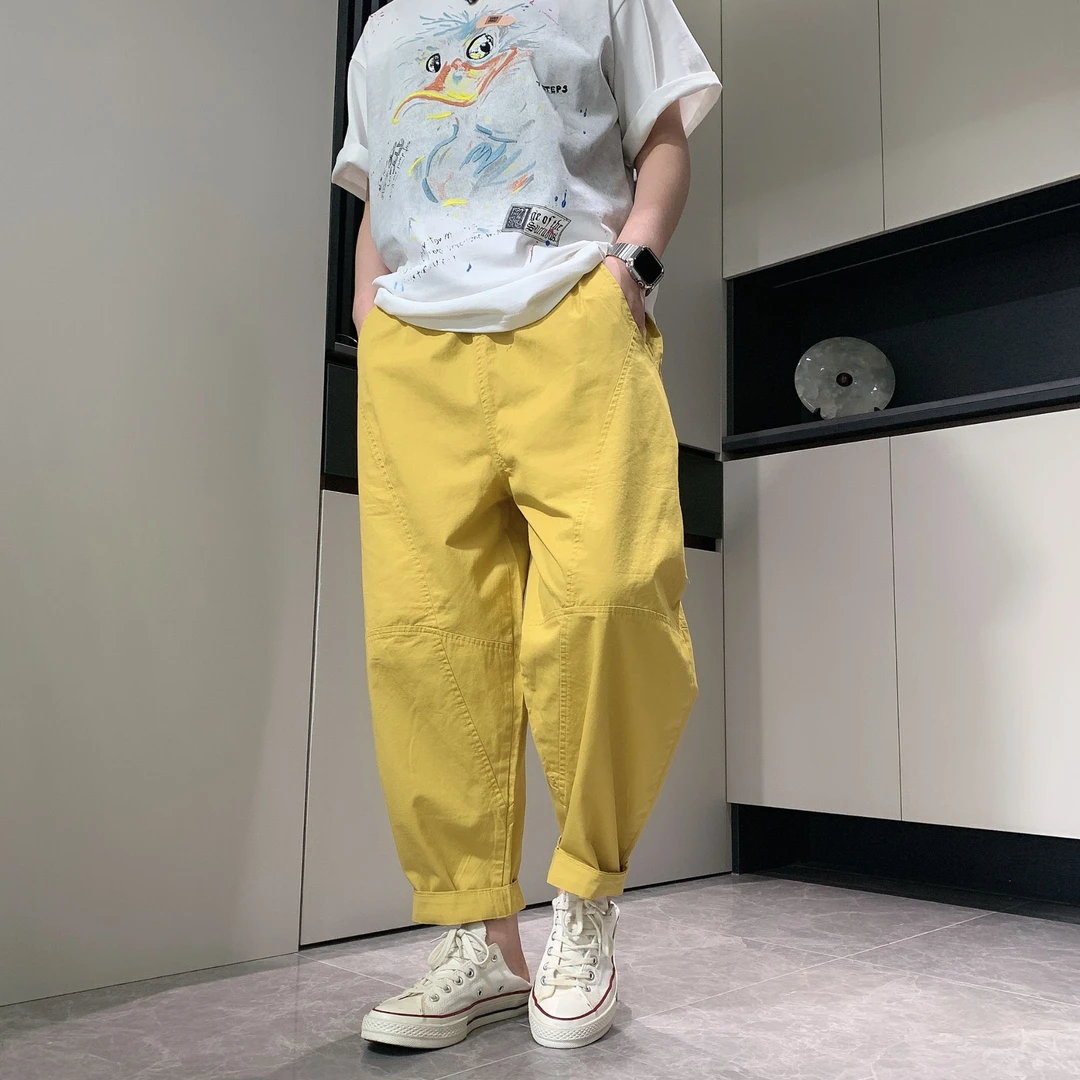 【六哥原创】洋气潮流宽松纯色网红春季薄款欧货休闲哈伦裤8881