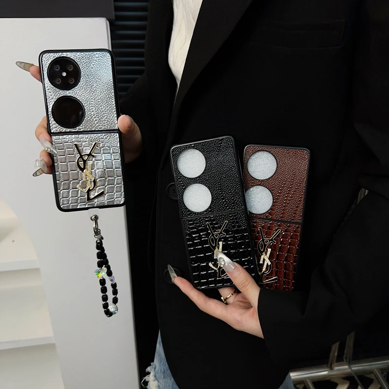 适用华为p50pocket手机壳新款pockets套pocket2轻奢鳄鱼皮纹女款p