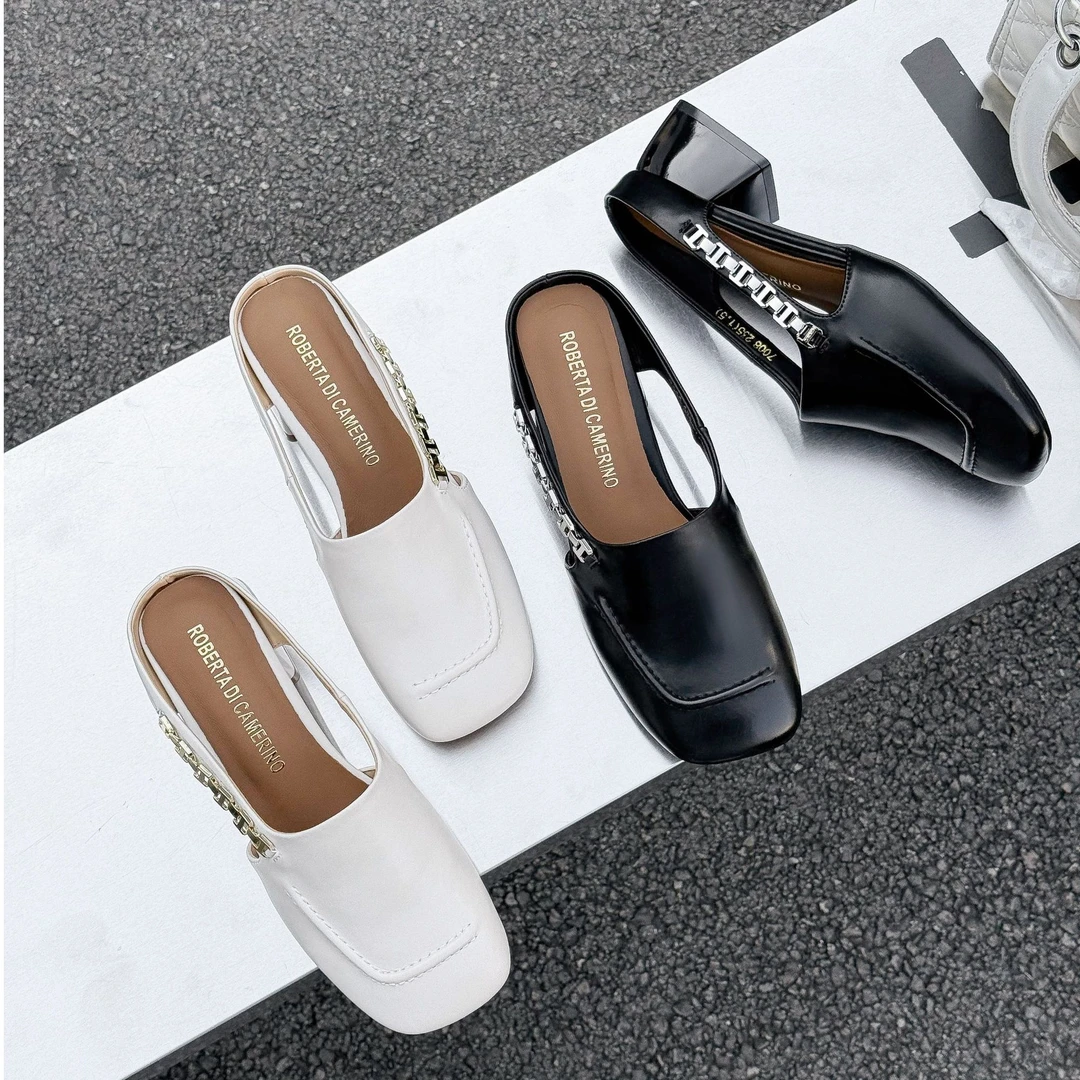 (专属）新款真皮半拖2025夏季时尚百搭软底舒适女鞋单鞋潮鞋（7008）