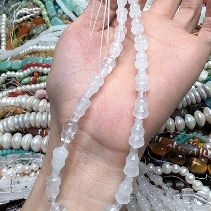 合金玛瑙/玉髓珠宝半成品一条8x14m白水晶葫芦