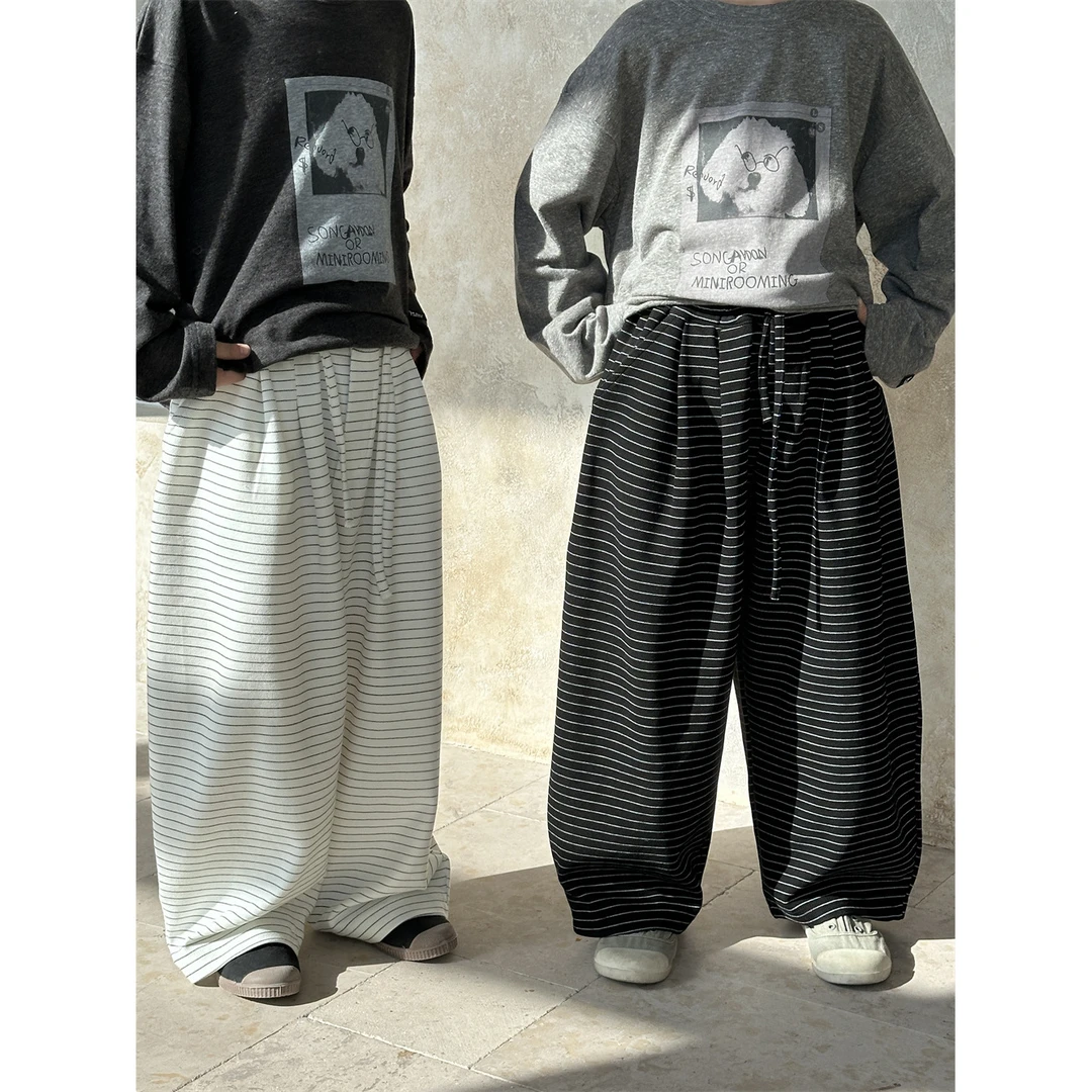 in 爱：mx25春季韩版儿童慵懒风条纹长裤男女童百搭洋气条纹裤219