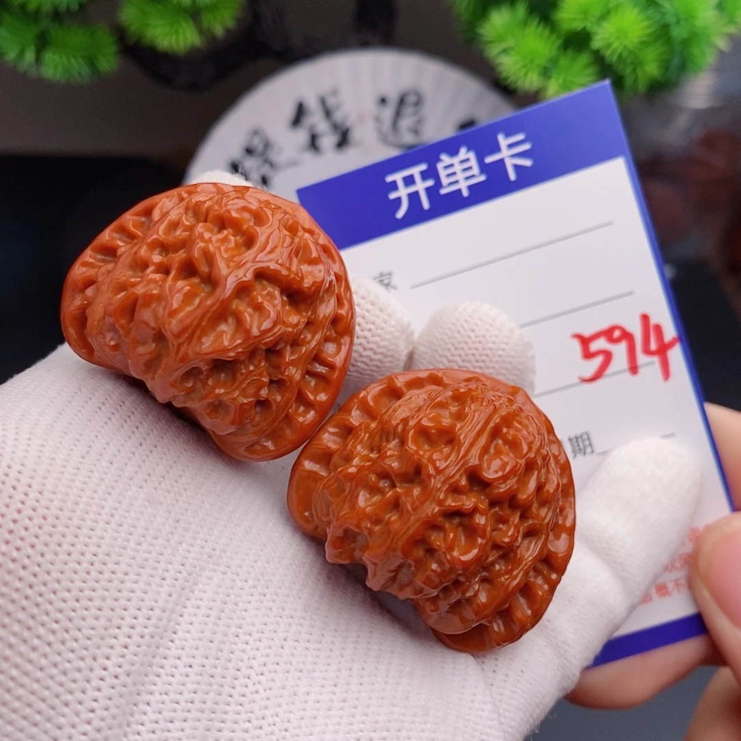 把件文玩核桃38三角白594
