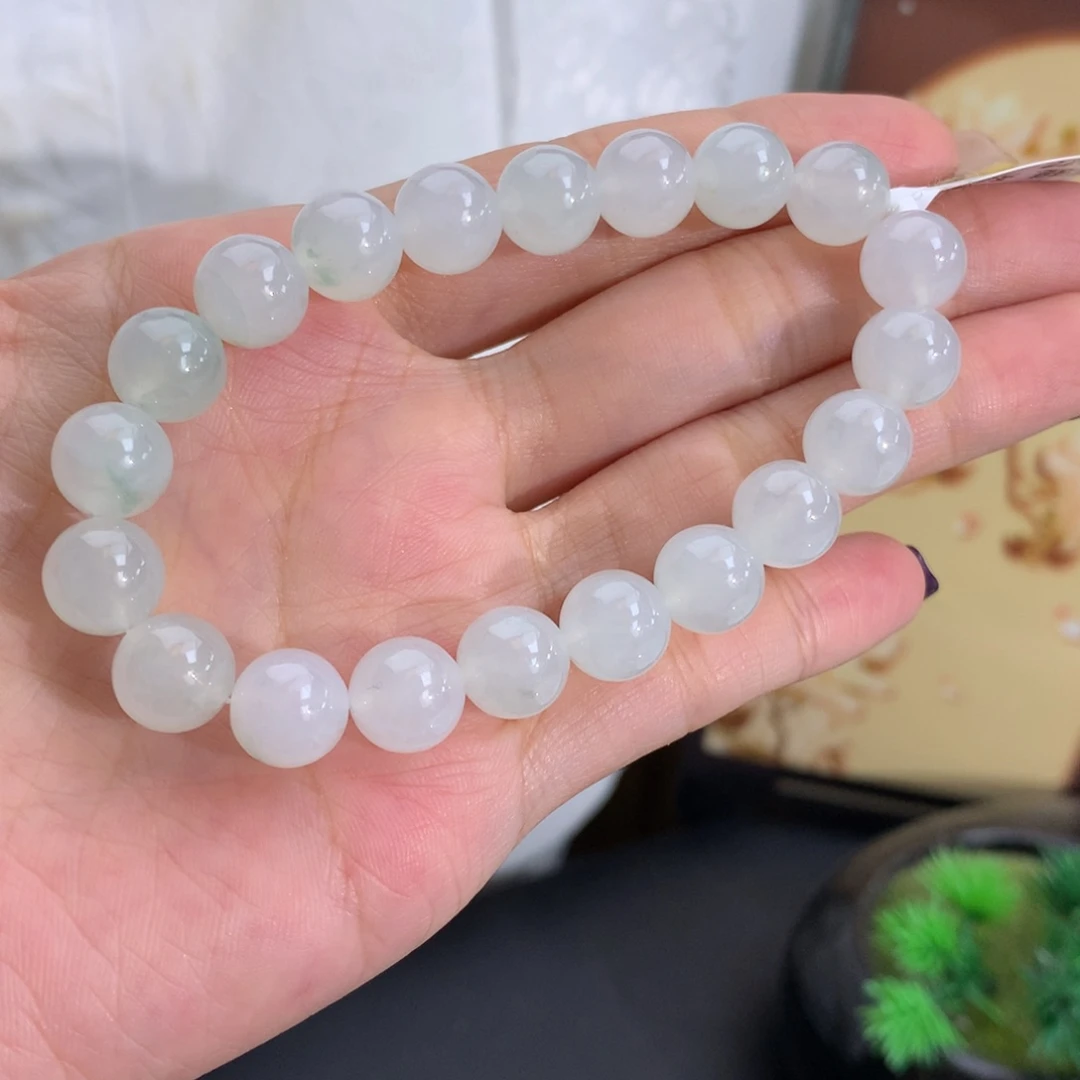 翡翠未镶嵌手串卡9.3冰胶晴飘花手串