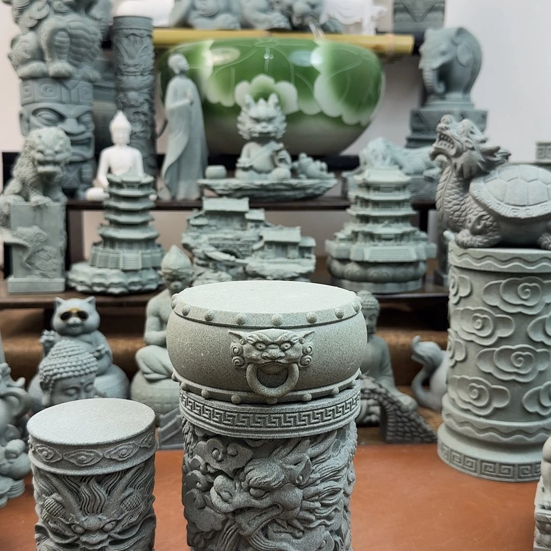 石材青砂石15公分龙柱