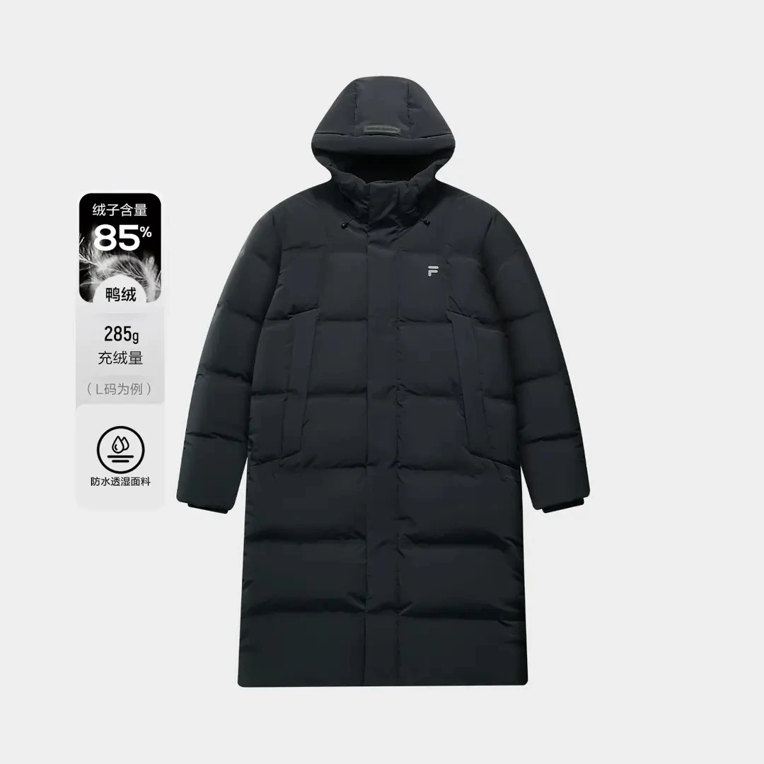 FILA fusion斐乐【加厚防水】冬季长款运动宽松长羽绒服T11M545902F