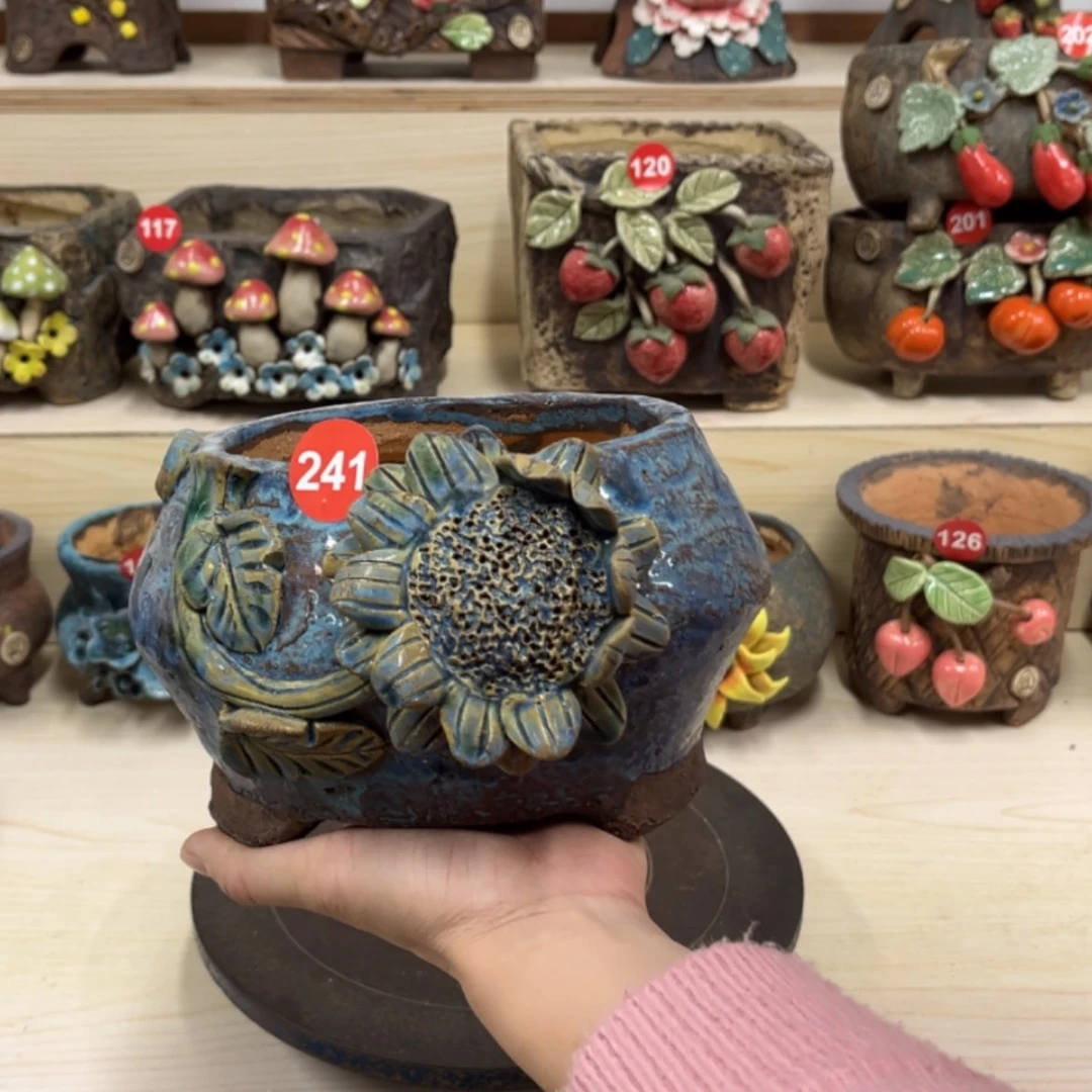 【闪购商品】紫砂花盆241微瑕号内口13外高11