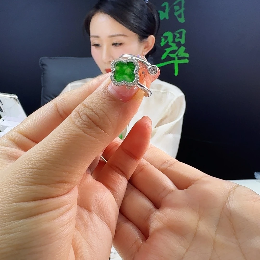 翡翠戒指银S925镶嵌925镶嵌