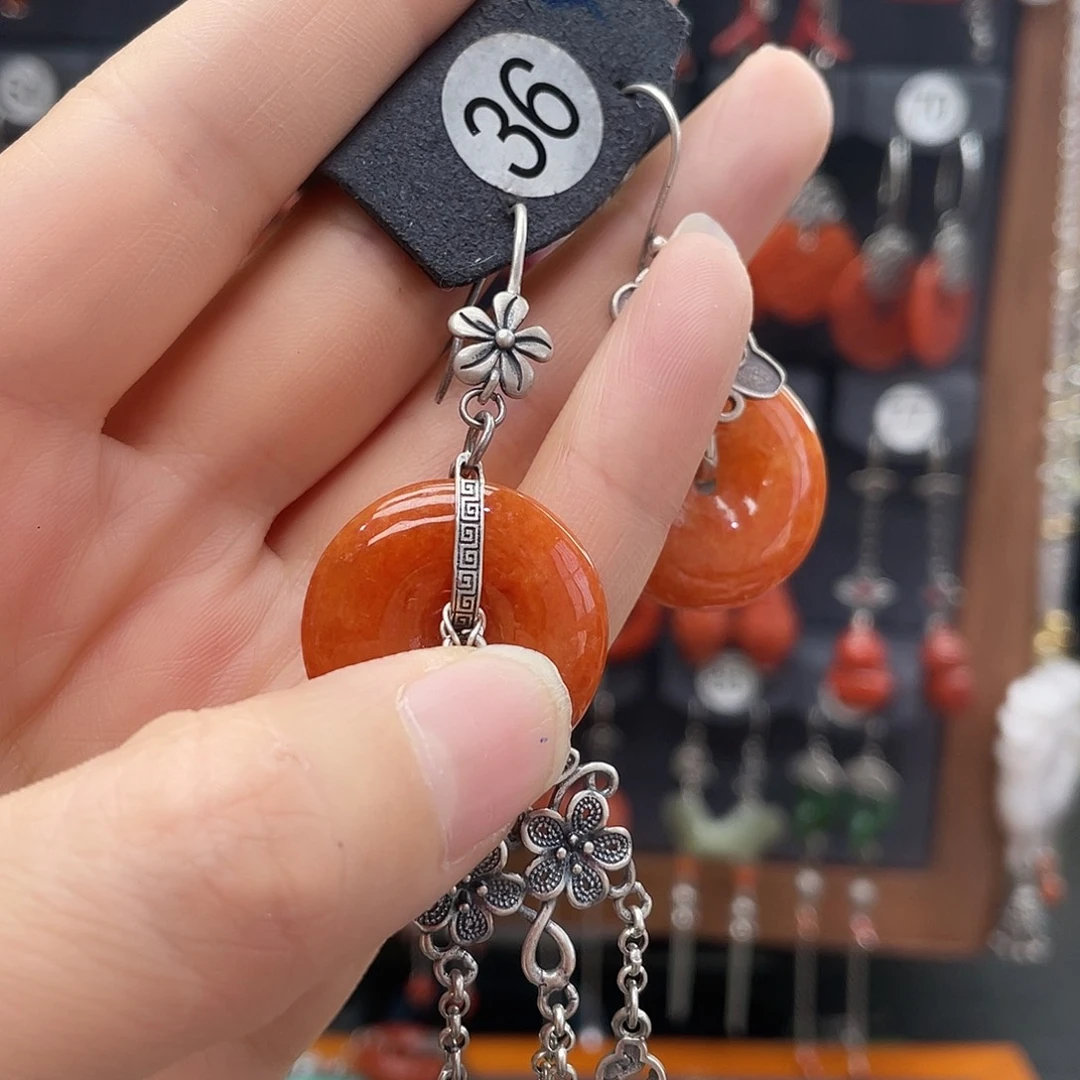 翡翠耳饰银S925镶嵌姚*878yhjhgh