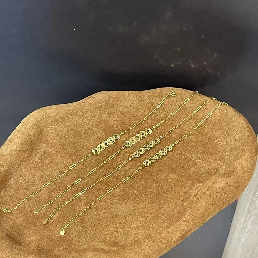 【山玥珠宝】18k金复古中式五帝钱手链多样性发货1件