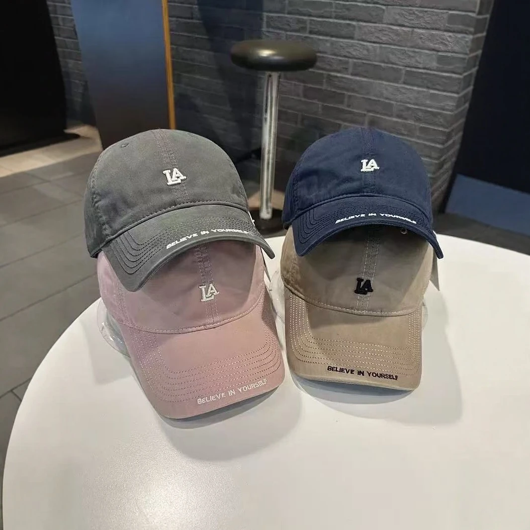 夏季薄款小字母刺绣棒球帽子女时尚休闲出游百搭简约潮流鸭舌帽