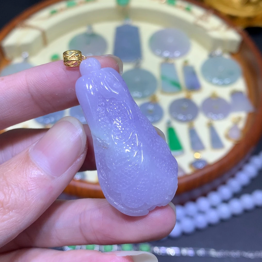 翡翠吊坠(不含链)18K金镶嵌