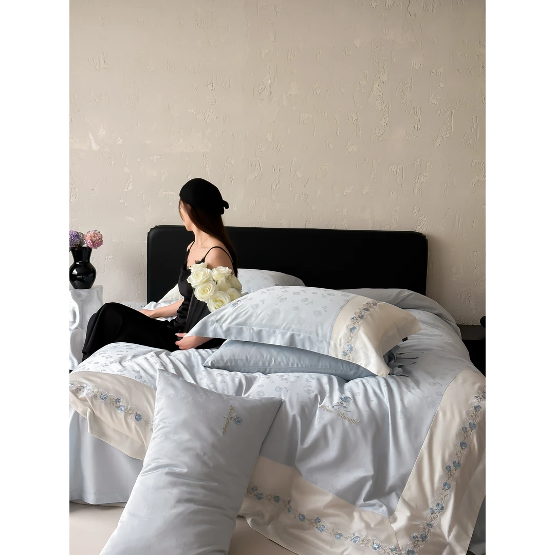 【花漾玫瑰】夏季天丝棉提花刺绣工艺四件套MLG