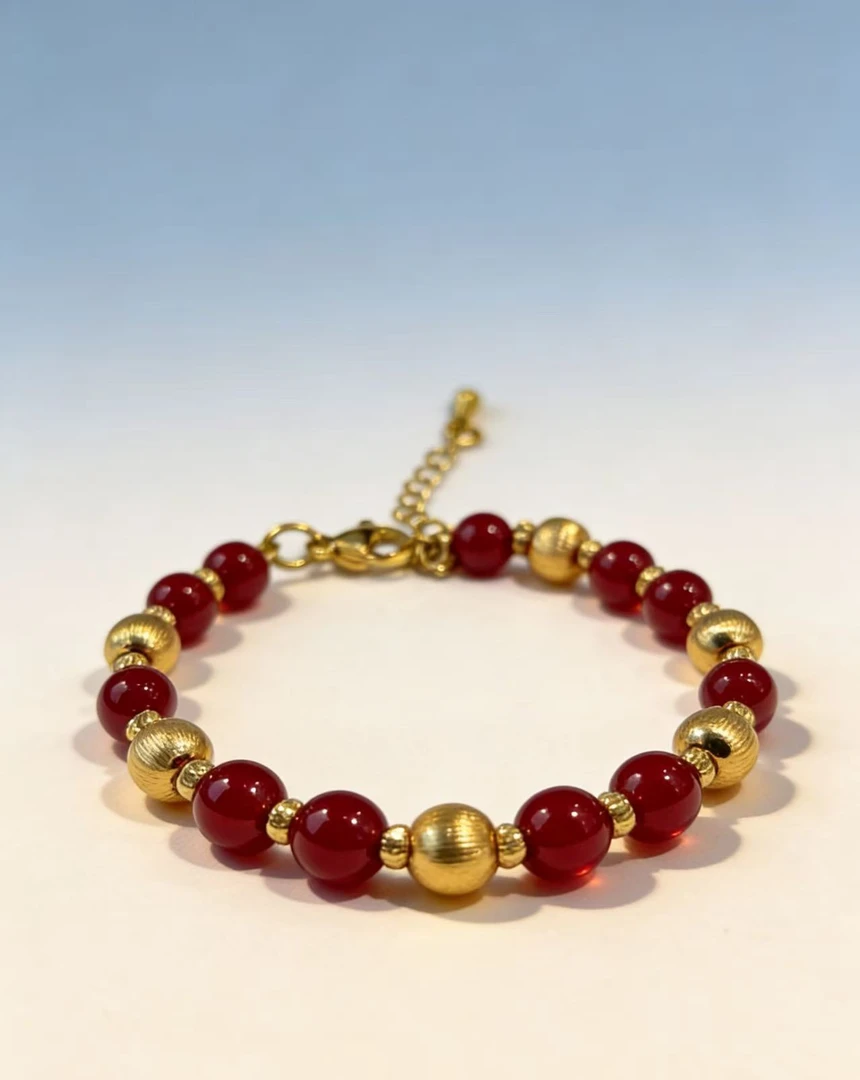 培育红宝石 【华新】星光璀璨珍宝培育红宝猫眼合金手链【POX03】