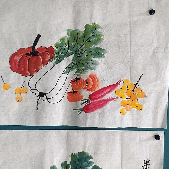 国画四尺三开手绘作品
