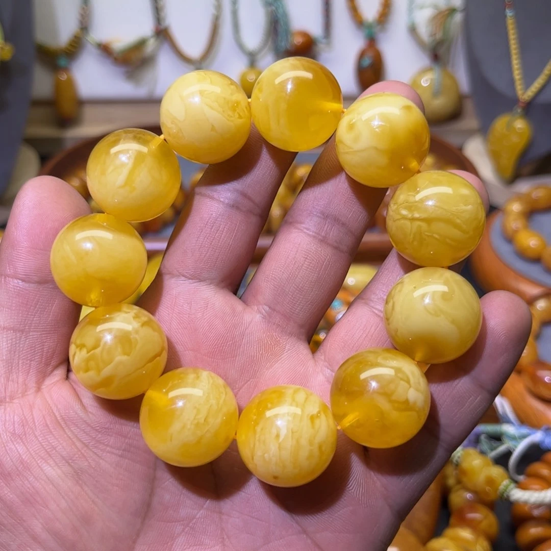 蜜蜡手串未镶嵌圆珠手串