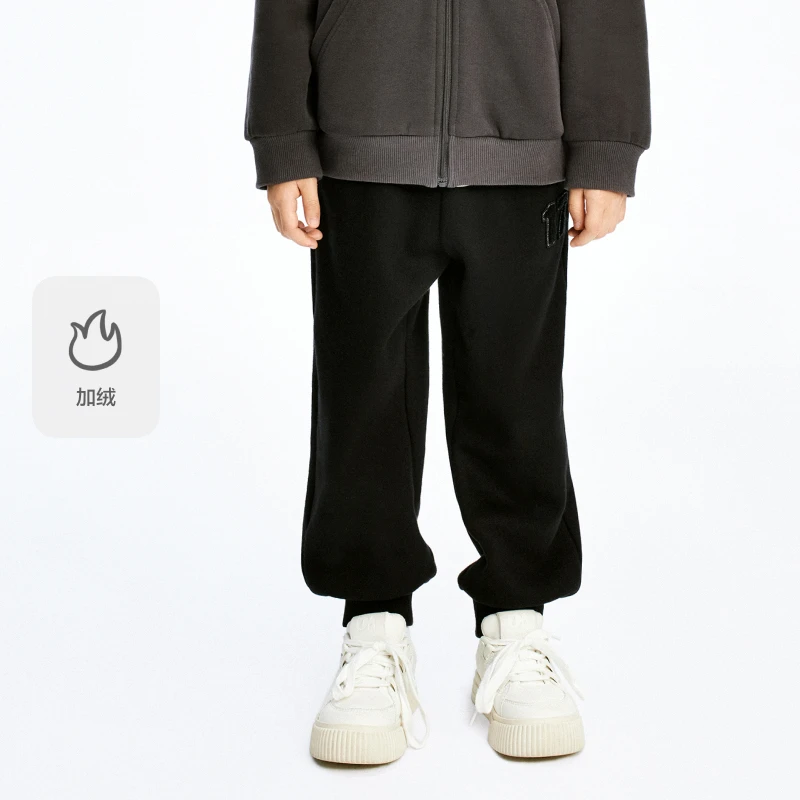 littlemoco童装24冬新款男女童加绒束脚卫裤休闲长裤#KBD4PAT009