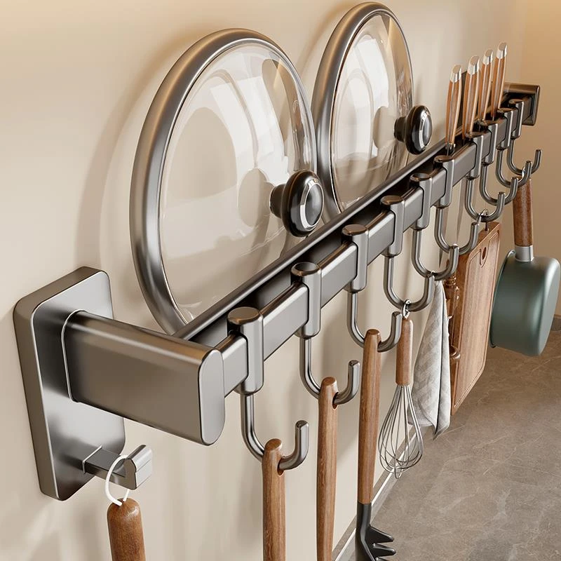 厨房挂钩免打孔挂杆置物架排钩锅铲勺子刀架收纳架多功能收纳厨具