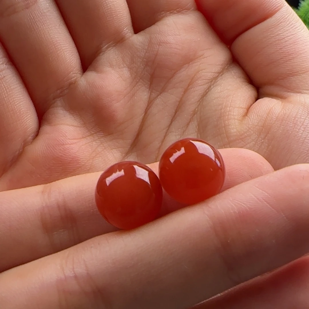 南红玛瑙未镶嵌对珠11.7有马牙
