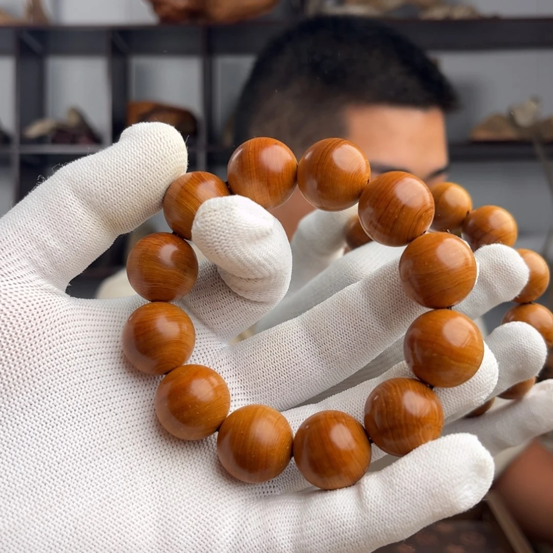 柏木（崖柏）手串/手链20蚕丝纹红油金星甜药香