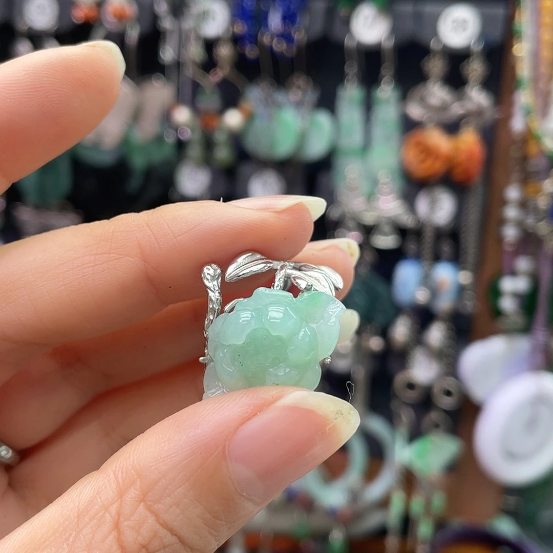 如***醒翡翠银S925镶嵌耳饰675hjjj