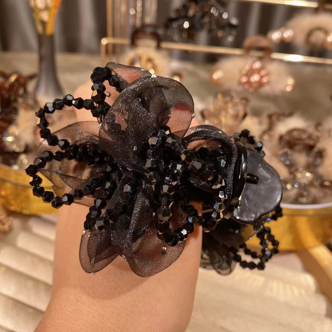 M1547新款双面网红优雅黑色时尚丸子夹款百搭减龄