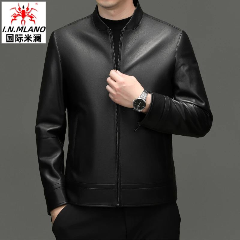 【绵羊皮】真皮皮衣男士商务中年休闲爸爸装高端品牌外套男款夹克潮