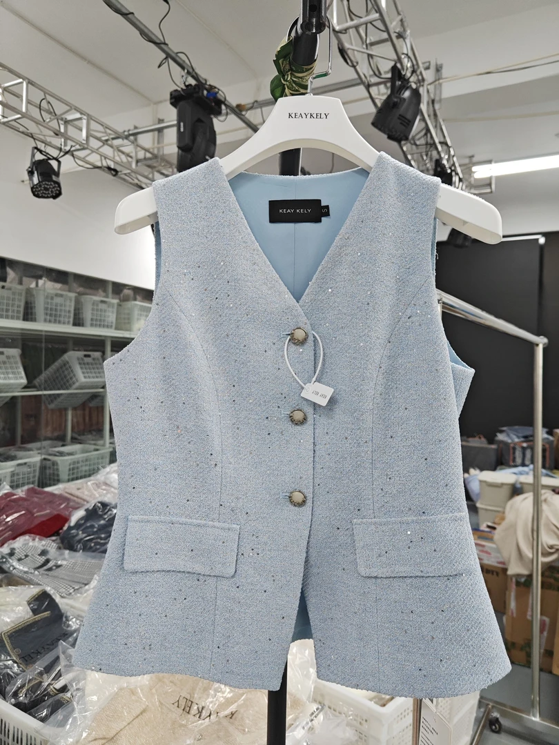 剀剀莉（蓝白两色西装马甲）夏季时尚气质减龄显白百搭款无袖马甲