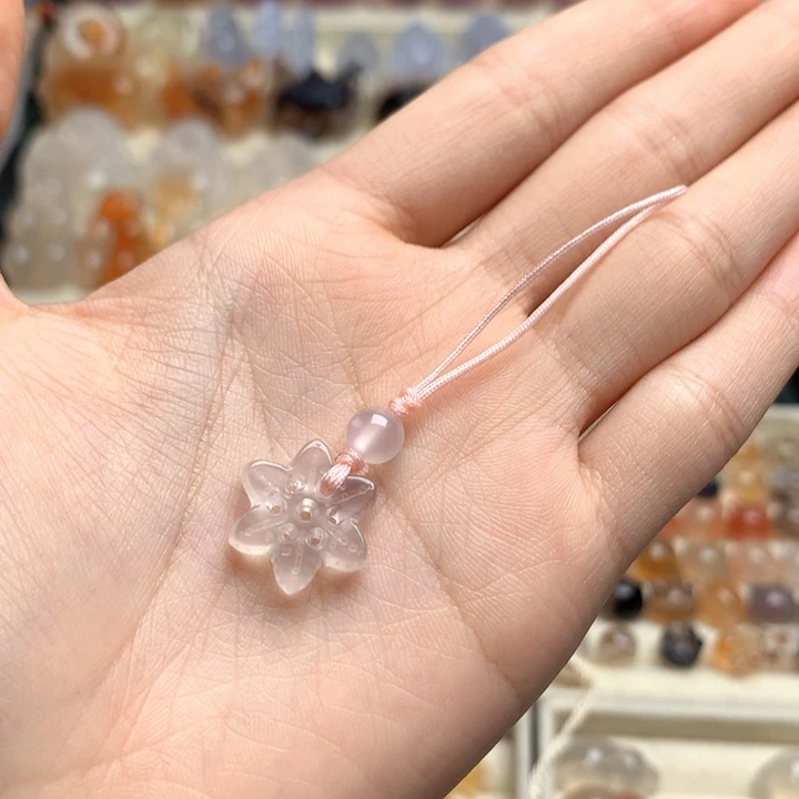 玛瑙/玉髓未镶嵌玛瑙雪花挂饰