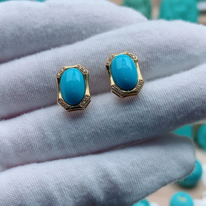 绿松石18K金镶嵌配饰