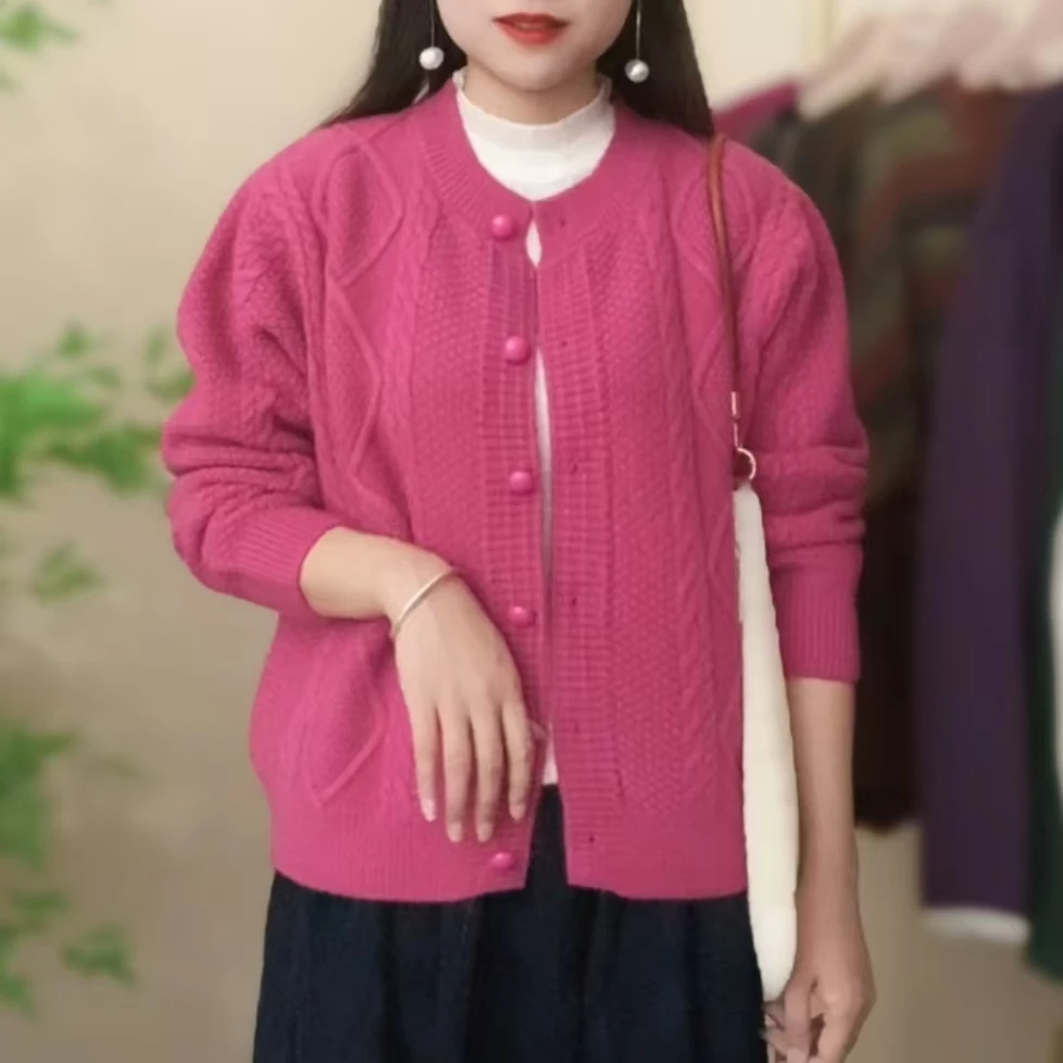 秋季新款气质女装纯色毛衣针织衫小众香风小外套宽松开衫短款上衣