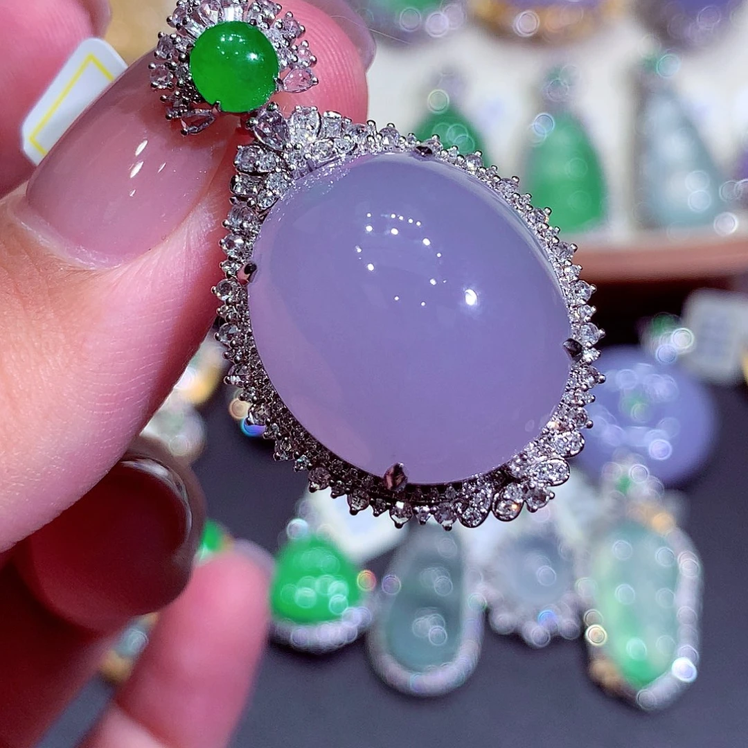 翡翠18K金镶嵌吊坠(不含链)