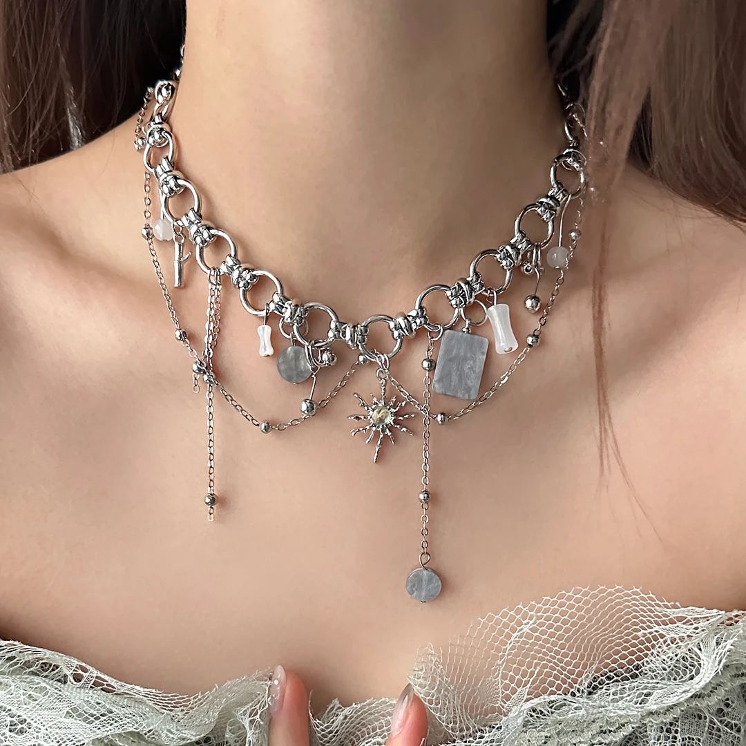 合金项链 X5243-1精致轻奢百搭小众个性时尚潮流太阳花项链高级感