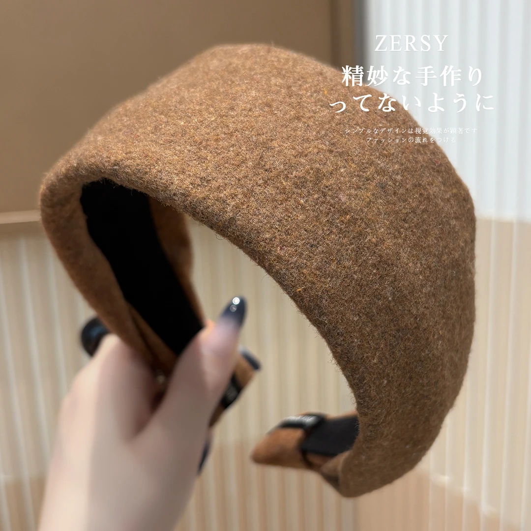 秋冬新款时尚简约百搭发卡日常外戴洗脸压发头箍宽边加厚毛呢发箍