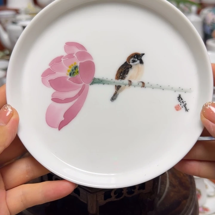 醴陵高温瓷手绘釉下作品15厘米