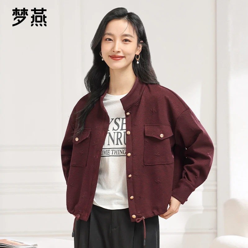 梦燕春秋女立领时尚复古休闲短外套宽松新中式国风上衣AA06B4013D