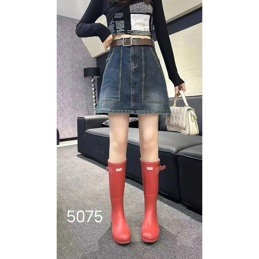 岚岚大码女装时尚潮流高端高腰显瘦牛仔裙5075